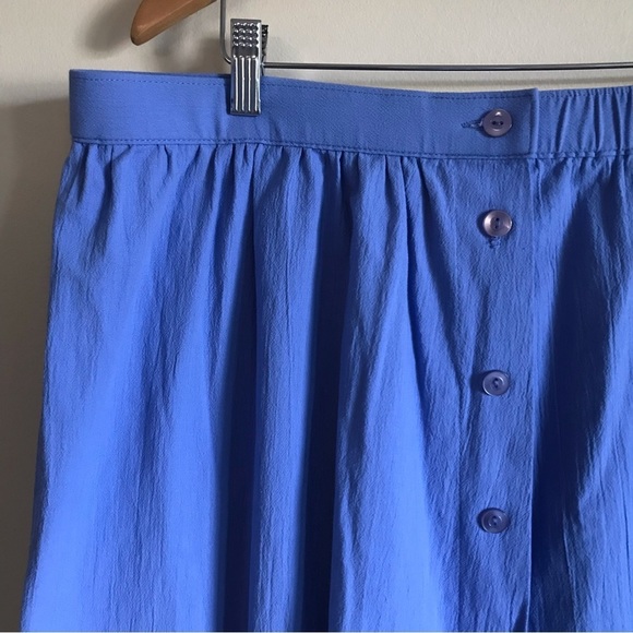Vintage Image 100% Cotton Blue Button Down Midi Skirt Plus Size XL - Picture 3 of 7